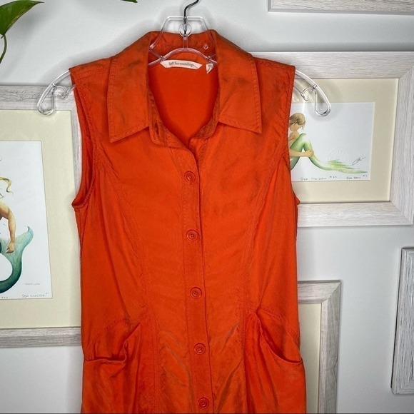 Soft Surroundings Orange Cascade Sleeveless Button Up Dress Size Extra Small - Picture 4 of 12